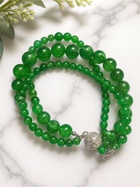 Green Onyx Magnetic Beaded Bracelet – 7.5 inches